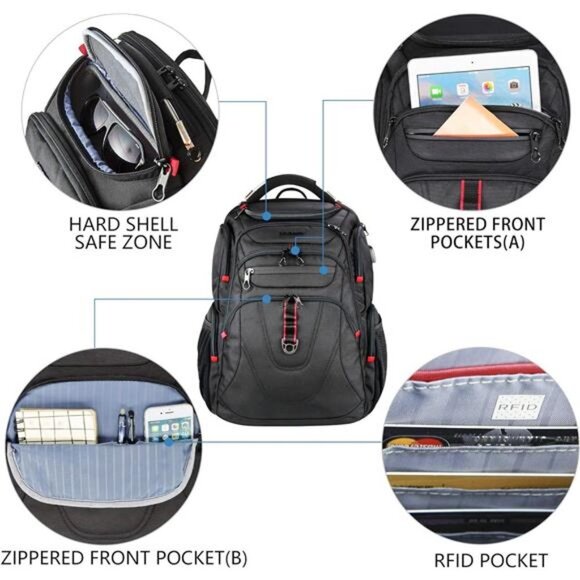 TSA Friendly Travel LaptopBackpack 17.3inch XL Computer Backpack Water-Repellent - Picture 4 of 7